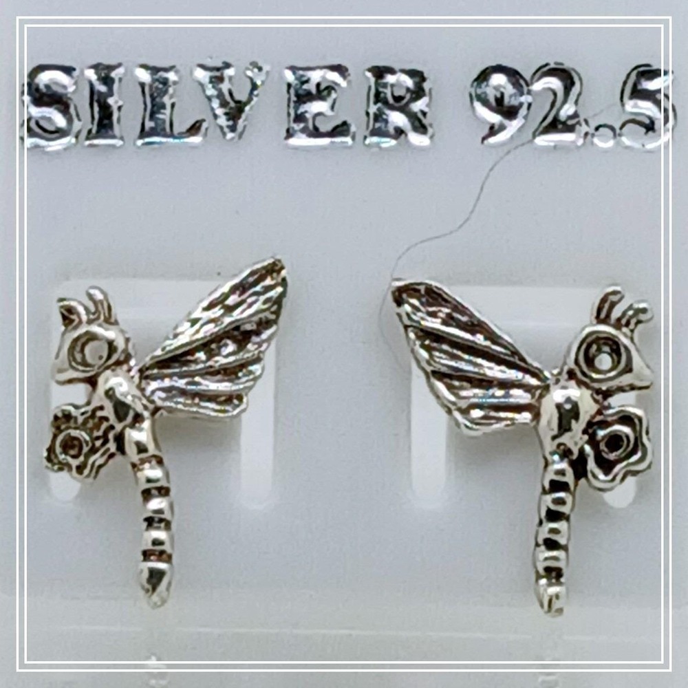 Vintage 90s Sterling Silver Dragonfly Stud Earrings Nature Insect 925 Jewelry